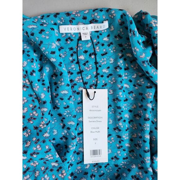 NWT Veronica Beard Floral Samara Silk Maxi Dress Size 2 Blue #1C501 - Picture 8 of 11